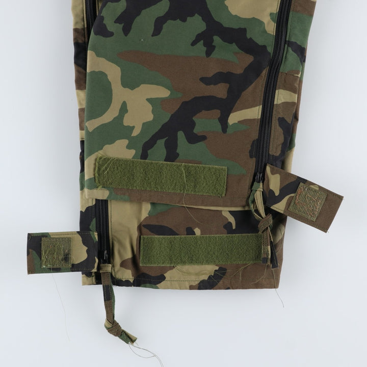2000'S US Military Issue Camouflage Pattern Woodland Camo Military Gore-Tex Pants Made in USA Large-Regular (Men's Size L equivalent) Nylon Khaki type Vintage Second Hand