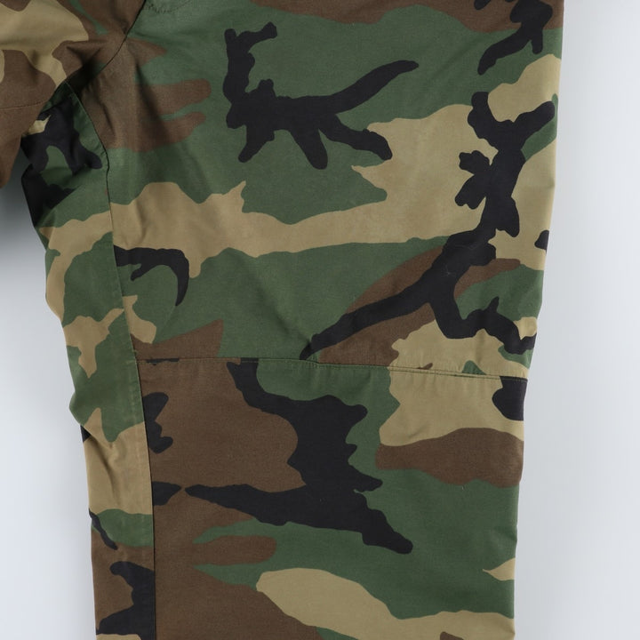 2000'S US Military Issue Camouflage Pattern Woodland Camo Military Gore-Tex Pants Made in USA Large-Regular (Men's Size L equivalent) Nylon Khaki type Vintage Second Hand