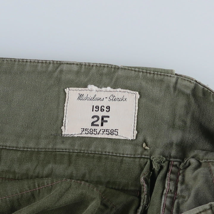1960'S Belgian Army M-64 Double Knee Military Cargo Pants 2F 7585 unclear Khaki type Vintage Second Hand