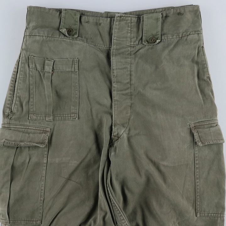 1960'S Belgian Army M-64 Double Knee Military Cargo Pants 2F 7585 unclear Khaki type Vintage Second Hand