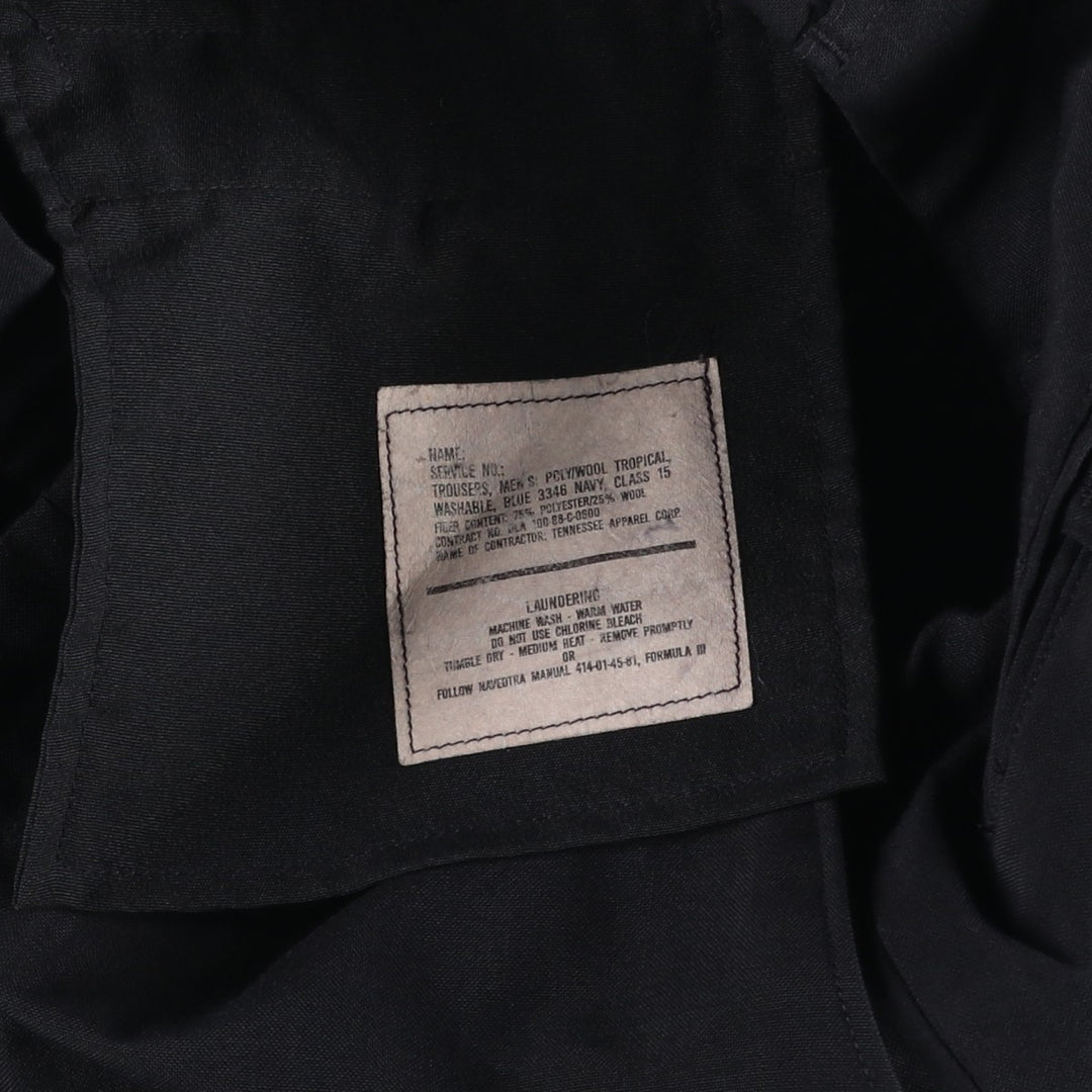 1980'S US Military Issue Pants, Made in USA, Size 31S (Men's W30 equivalent), Vintage polyester black type Vintage Second Hand