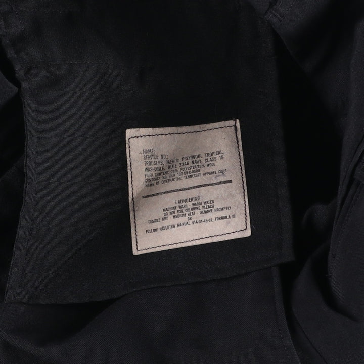 1980'S US Military Issue Pants, Made in USA, Size 31S (Men's W30 equivalent), Vintage polyester black type Vintage Second Hand