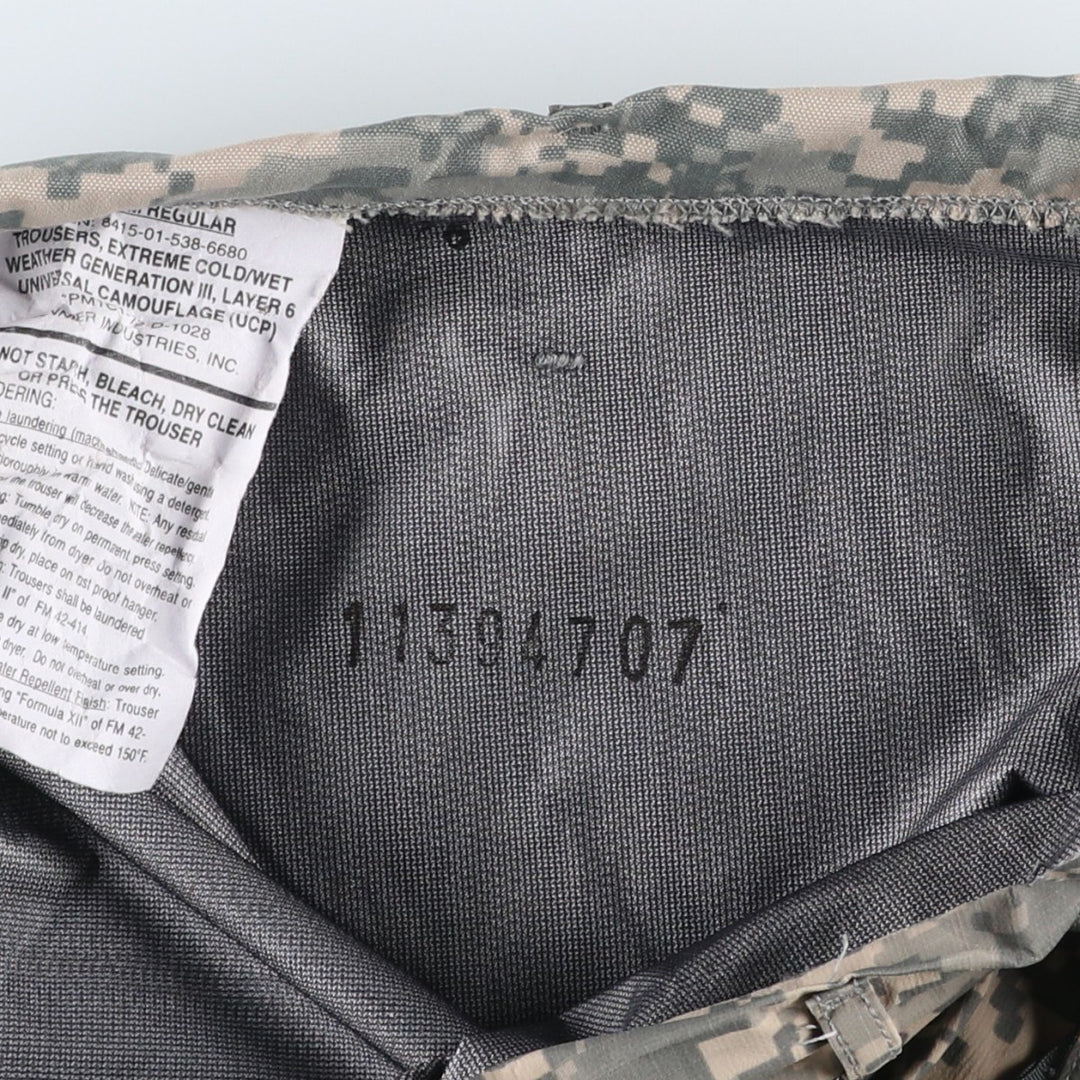 Genuine US military camouflage pattern ACU digital camo ECWCS GEN3 military overpants, made in USA, MEDIUM REGULAR (equivalent to men's M). unclear Beige type Vintage Second Hand