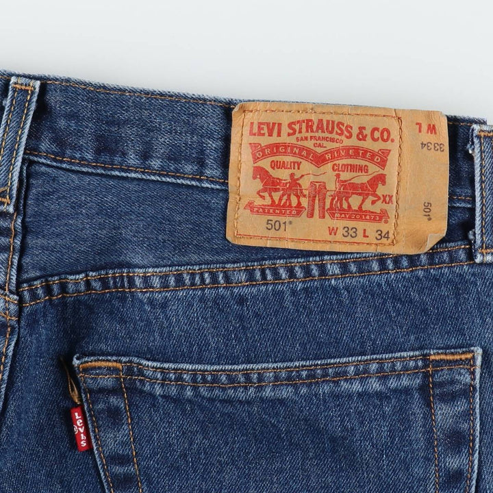 Levi's 501 straight denim pants for men, size W34 cotton blue type Vintage Second Hand