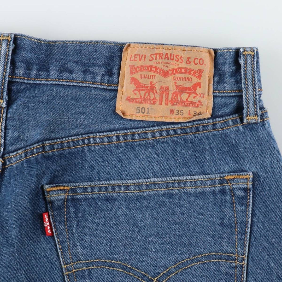Levi's 501 straight denim pants for men, size W34 cotton blue type Vintage Second Hand