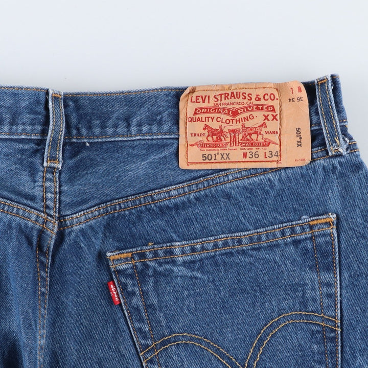 00'S Levi's 501-0000 straight denim pants for men, size w35 cotton blue type Vintage Second Hand