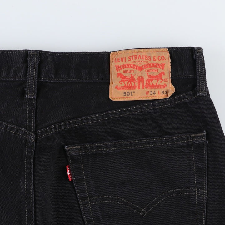 Levi's 501 Black Denim Straight Denim Pants for Men, W34 equivalent cotton black type Vintage Second Hand
