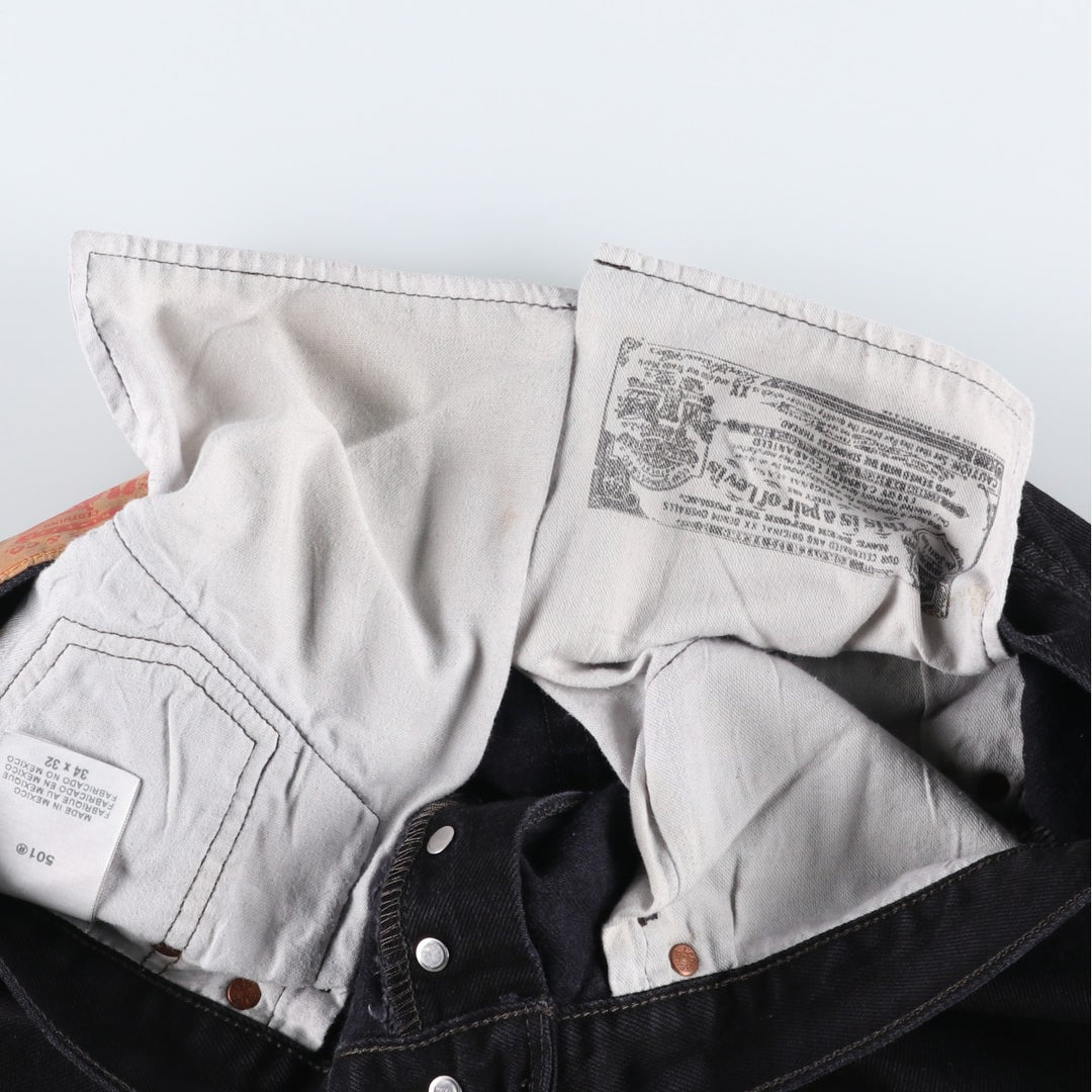 Levi's 501 Black Denim Straight Denim Pants for Men, W34 equivalent cotton black type Vintage Second Hand