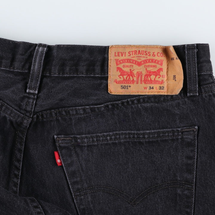 Levi's 501 Black Denim Straight Denim Pants for Men, W34 equivalent cotton black type Vintage Second Hand