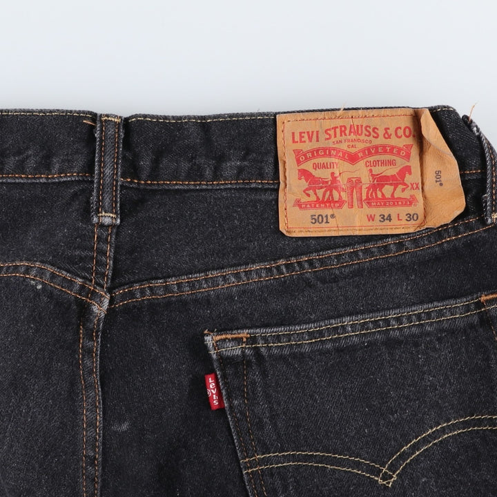 Levi's 501 straight denim pants for men, size W32 cotton black type Vintage Second Hand