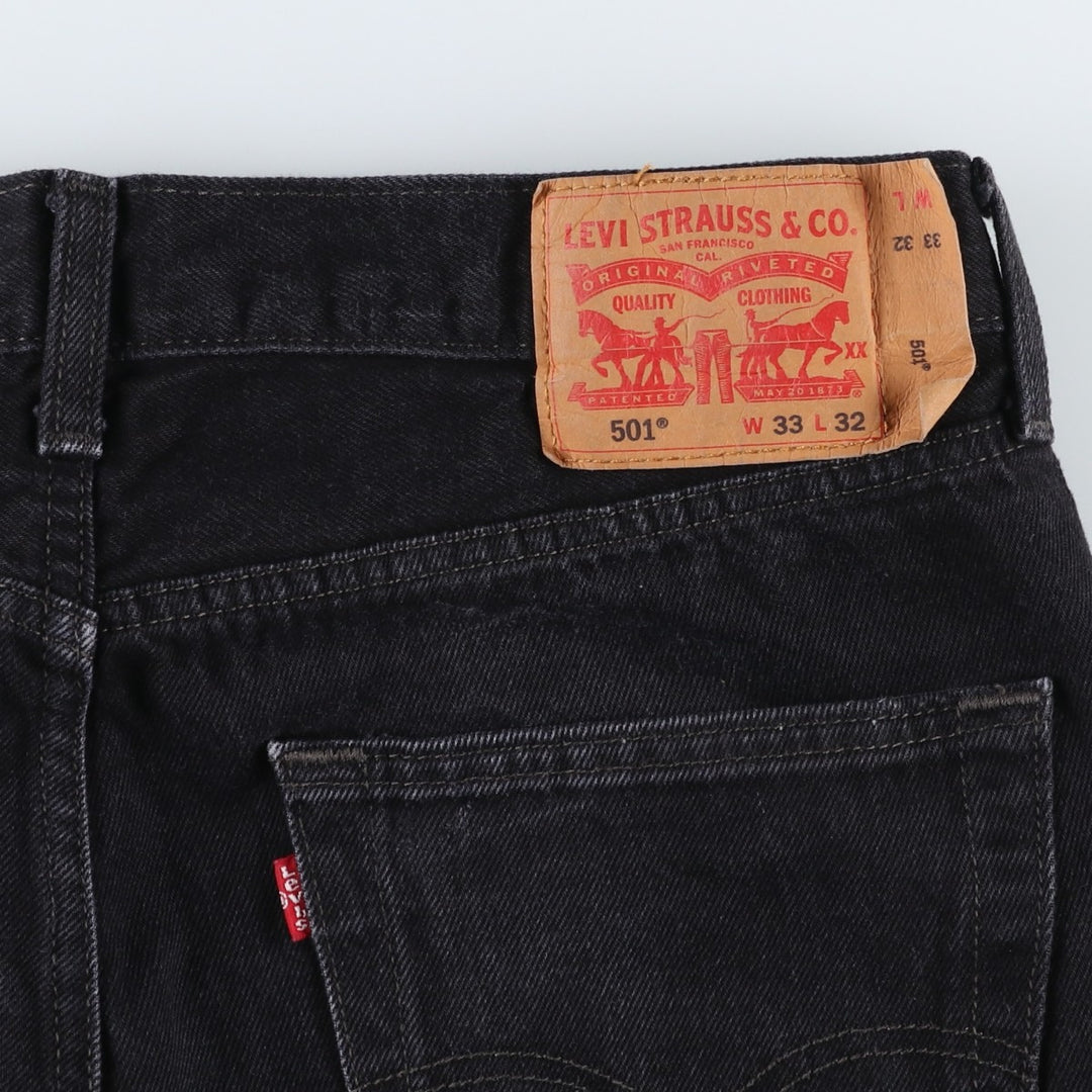 Levi's 501 Black Denim Straight Denim Pants for Men, W33 equivalent cotton black type Vintage Second Hand