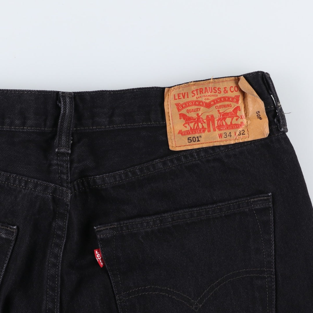 Levi's 501 Black Denim Straight Denim Pants for Men, W34 equivalent cotton black type Vintage Second Hand