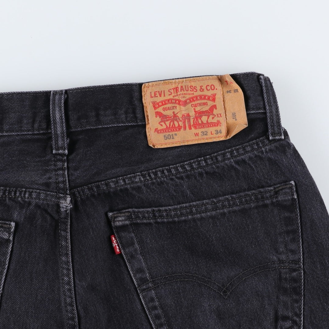Levi's 501 Black Denim Straight Denim Pants Men's W31 equivalent cotton black type Vintage Second Hand