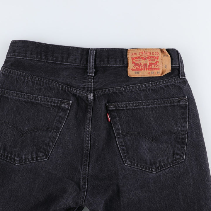 Levi's 501 Black Denim Straight Denim Pants Men's W31 equivalent cotton black type Vintage Second Hand