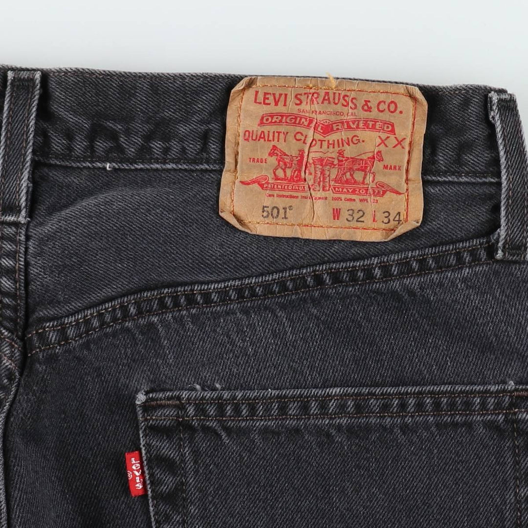 Levi's 501 Black Denim Straight Denim Pants Men's W31 equivalent cotton black type Vintage Second Hand