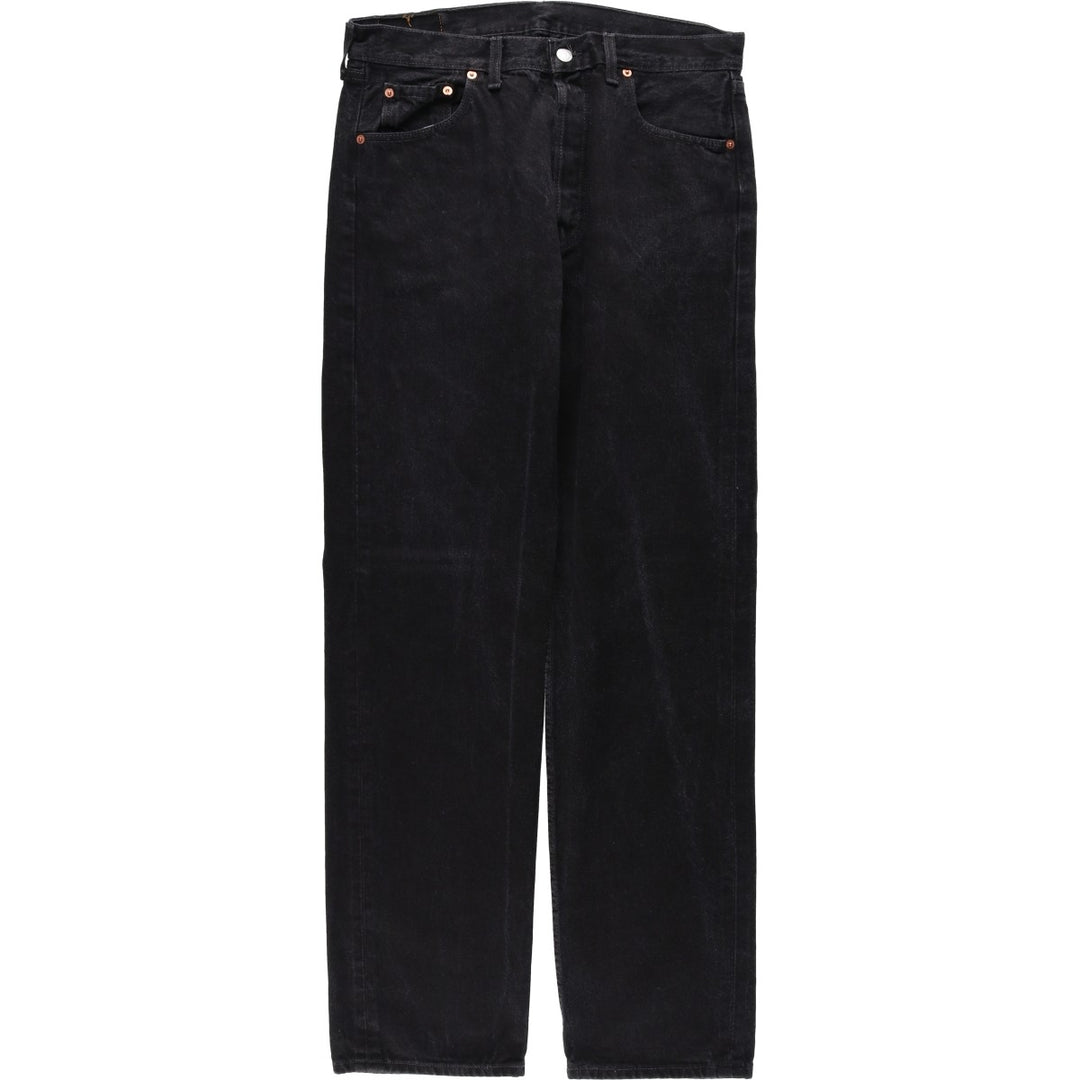 1990'S Levi's 501 Euro Model Black Denim Straight Leg Jeans, Made in England, Men's Size W33 (approx.), Vintage cotton black type Vintage Second Hand