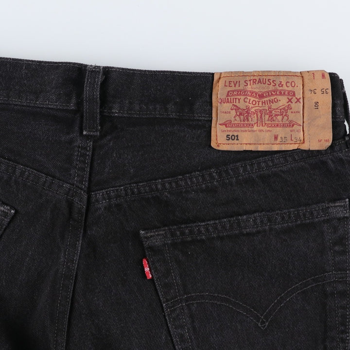 1990'S Levi's 501 Euro Model Black Denim Straight Leg Jeans, Made in England, Men's Size W33 (approx.), Vintage cotton black type Vintage Second Hand