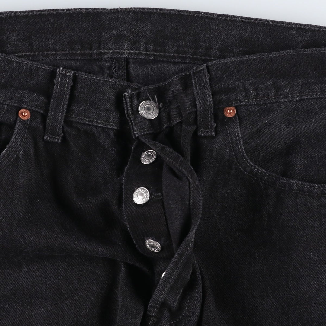 1990'S Levi's 501 Euro Model Black Denim Straight Leg Jeans, Made in England, Men's Size W33 (approx.), Vintage cotton black type Vintage Second Hand