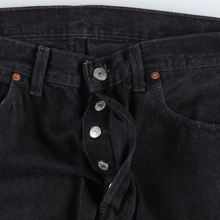 1990'S Levi's 501 Euro Model Black Denim Straight Leg Jeans, Made in England, Men's Size W33 (approx.), Vintage cotton black type Vintage Second Hand