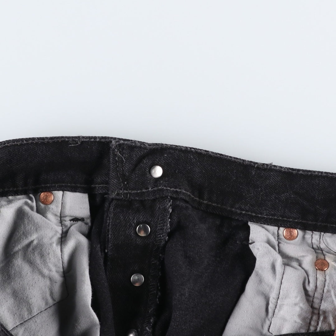 1990'S Levi's 501 Euro Model Black Denim Straight Leg Jeans, Made in England, Men's Size W33 (approx.), Vintage cotton black type Vintage Second Hand