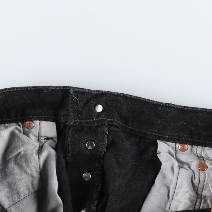 1990'S Levi's 501 Euro Model Black Denim Straight Leg Jeans, Made in England, Men's Size W33 (approx.), Vintage cotton black type Vintage Second Hand