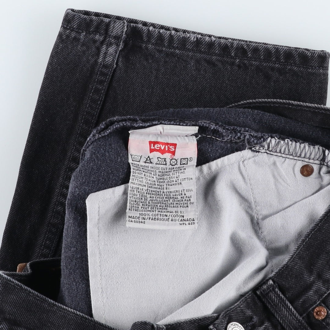 1990'S Levi's 501 Black Denim Straight Leg Jeans, Made in Canada, Men's Size W31 (approx.), Vintage cotton black type Vintage Second Hand
