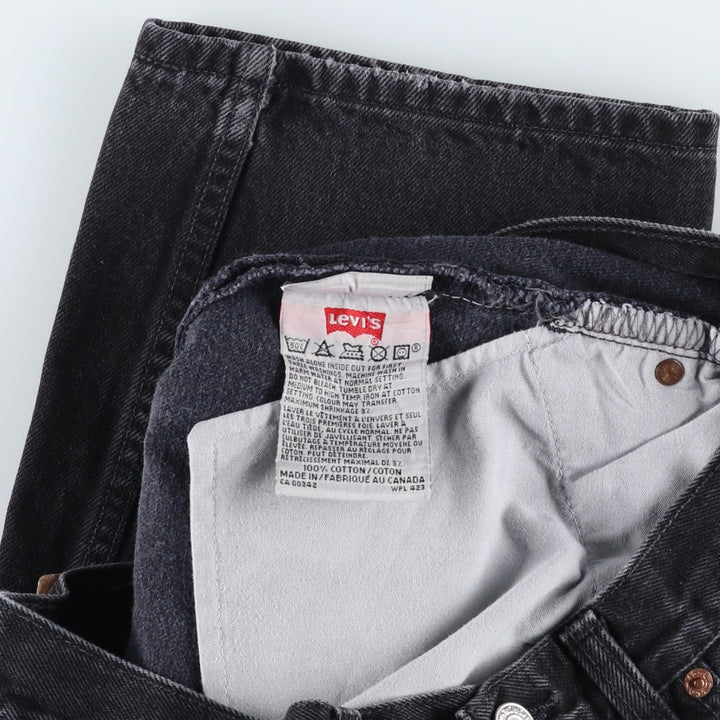 1990'S Levi's 501 Black Denim Straight Leg Jeans, Made in Canada, Men's Size W31 (approx.), Vintage cotton black type Vintage Second Hand