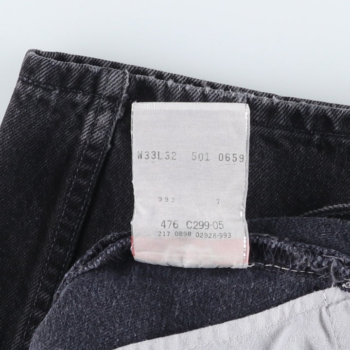 1990'S Levi's 501 Black Denim Straight Leg Jeans, Made in Canada, Men's Size W31 (approx.), Vintage cotton black type Vintage Second Hand