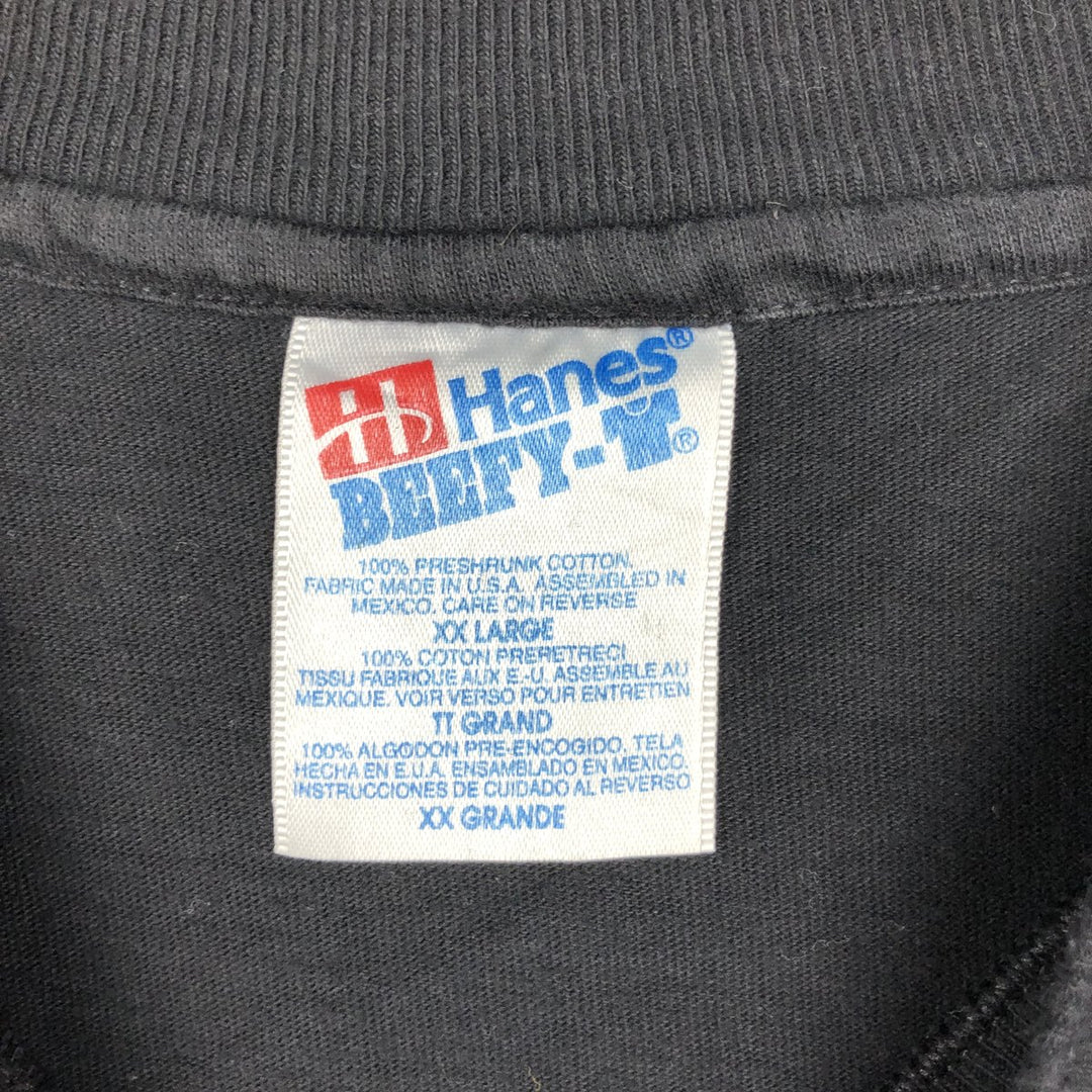 2000'S Hanes BEEFY-T MAT Advertising T-shirt, Men's XXL equivalent. cotton black type Vintage Second Hand
