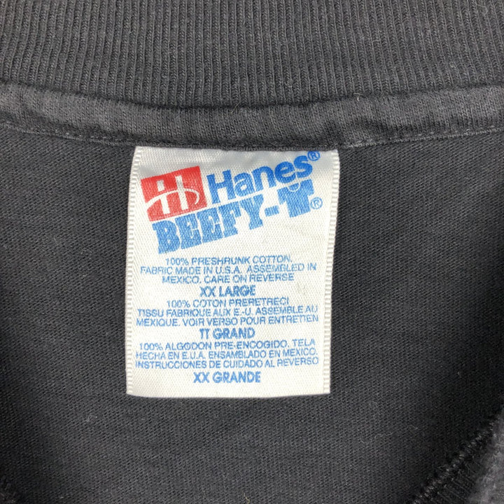 2000'S Hanes BEEFY-T MAT Advertising T-shirt, Men's XXL equivalent. cotton black type Vintage Second Hand