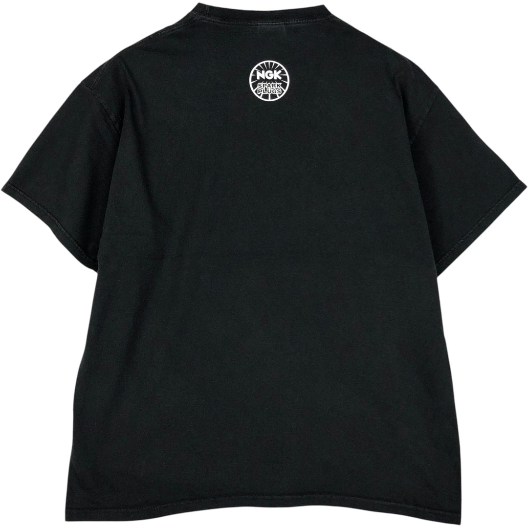 2000'S Hanes Heavyweight Skull Pattern Fire Pattern NGK Spark Plug Advertising T-Shirt, Men's XL equivalent. cotton black type Vintage Second Hand