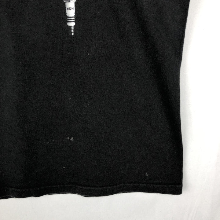 2000'S Hanes Heavyweight Skull Pattern Fire Pattern NGK Spark Plug Advertising T-Shirt, Men's XL equivalent. cotton black type Vintage Second Hand