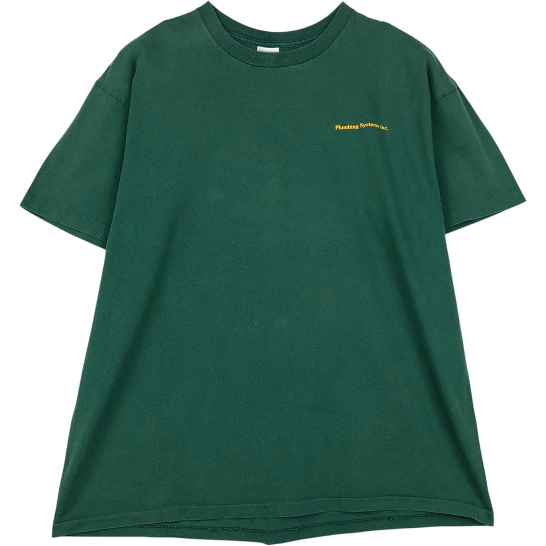 90'S Anvil Plumbing Systems Inc. Advertising T-Shirt, Men's XXL equivalent, Vintage cotton green type Vintage Second Hand