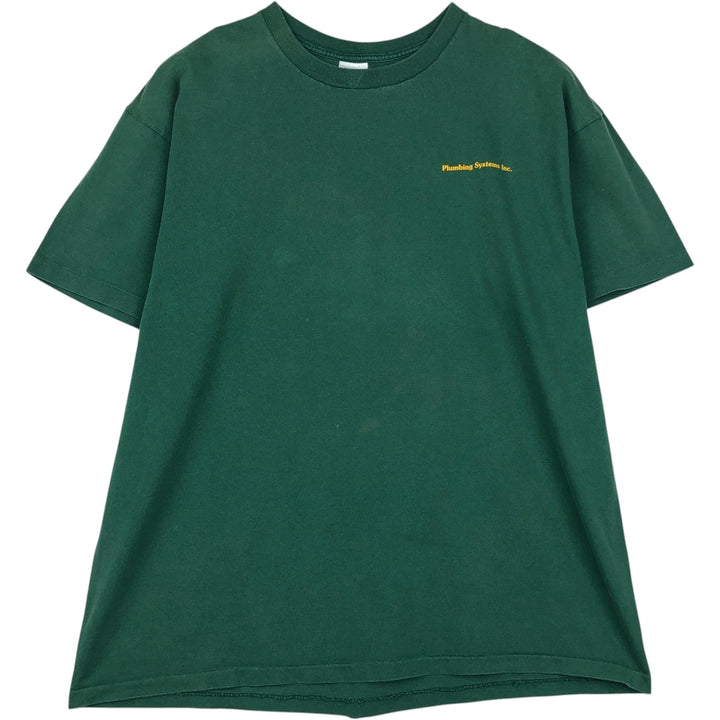 90'S Anvil Plumbing Systems Inc. Advertising T-Shirt, Men's XXL equivalent, Vintage cotton green type Vintage Second Hand