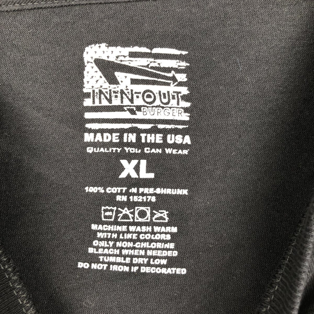 IN-N-OUT BURGER In-N-Out Burger Advertising T-shirt Made in USA Men's XL size cotton black type Vintage Second Hand