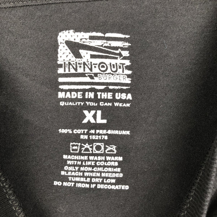 IN-N-OUT BURGER In-N-Out Burger Advertising T-shirt Made in USA Men's XL size cotton black type Vintage Second Hand