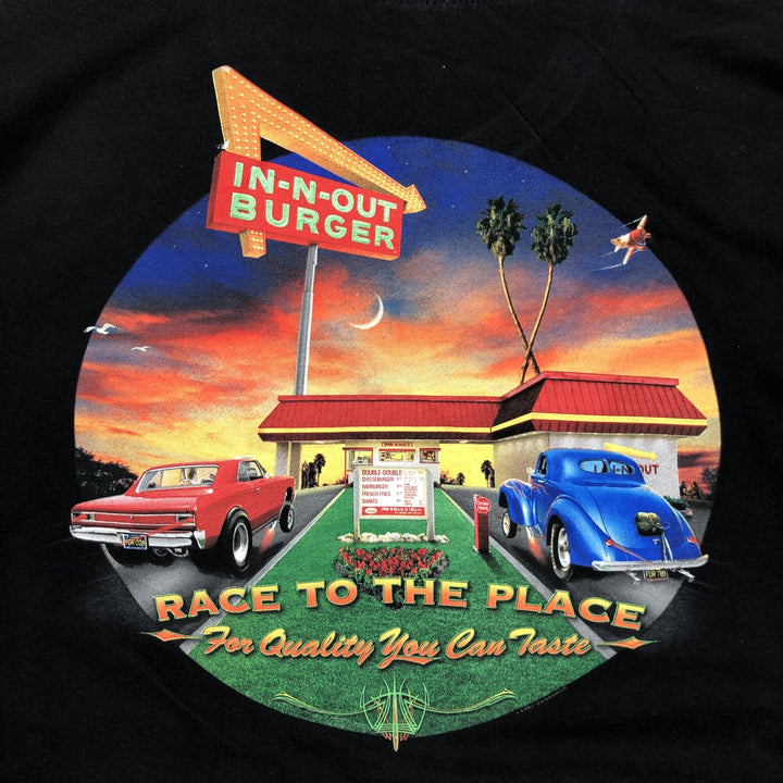 IN-N-OUT BURGER In-and-Out Burger Advertising T-shirt Men's XL size cotton black type Vintage Second Hand