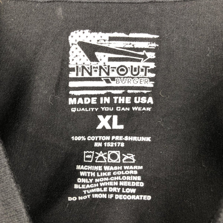 IN-N-OUT BURGER In-N-Out Burger Advertising T-shirt Made in USA Men's XL size cotton black type Vintage Second Hand
