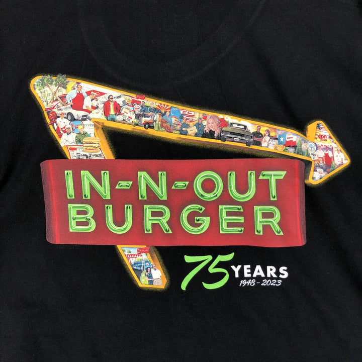 IN-N-OUT BURGER In-N-Out Burger Advertising T-shirt Made in USA Men's XL size cotton black type Vintage Second Hand