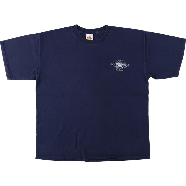 HARD ROCK CAFE Hard Rock Cafe Advertising T-shirt Men's XL size cotton navy blue type Vintage Second Hand