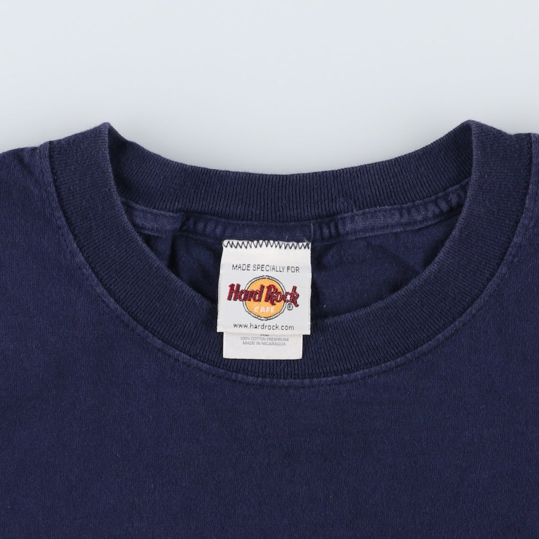 HARD ROCK CAFE Hard Rock Cafe Advertising T-shirt Men's XL size cotton navy blue type Vintage Second Hand