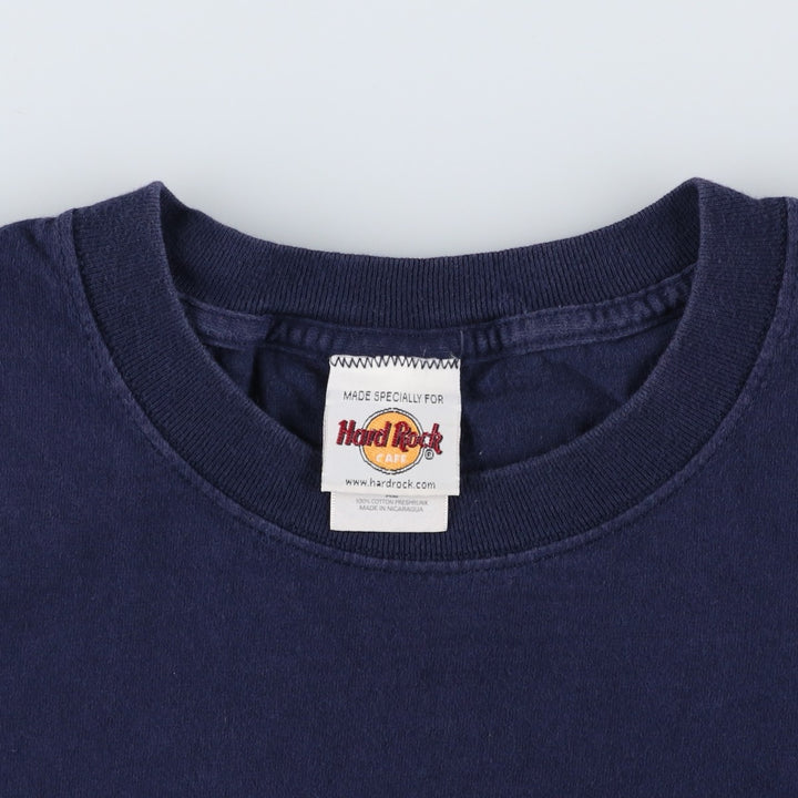 HARD ROCK CAFE Hard Rock Cafe Advertising T-shirt Men's XL size cotton navy blue type Vintage Second Hand