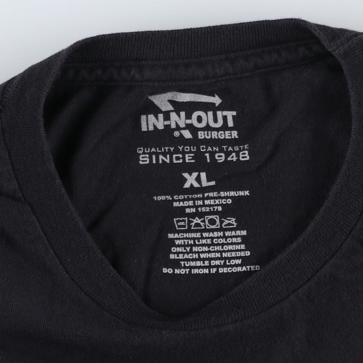 IN-N-OUT BURGER In-and-Out Burger Advertising T-shirt Men's XL size cotton black type Vintage Second Hand