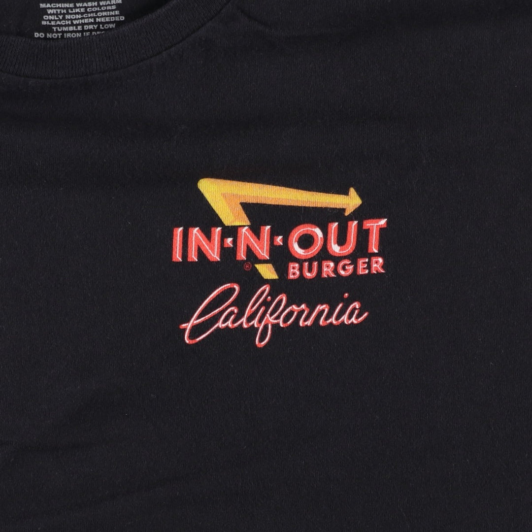 IN-N-OUT BURGER In-and-Out Burger Advertising T-shirt Men's XL size cotton black type Vintage Second Hand