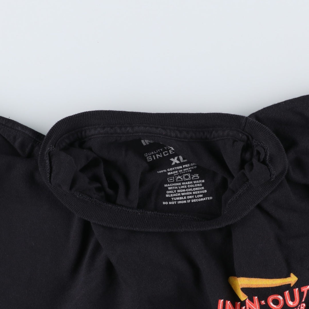IN-N-OUT BURGER In-and-Out Burger Advertising T-shirt Men's XL size cotton black type Vintage Second Hand