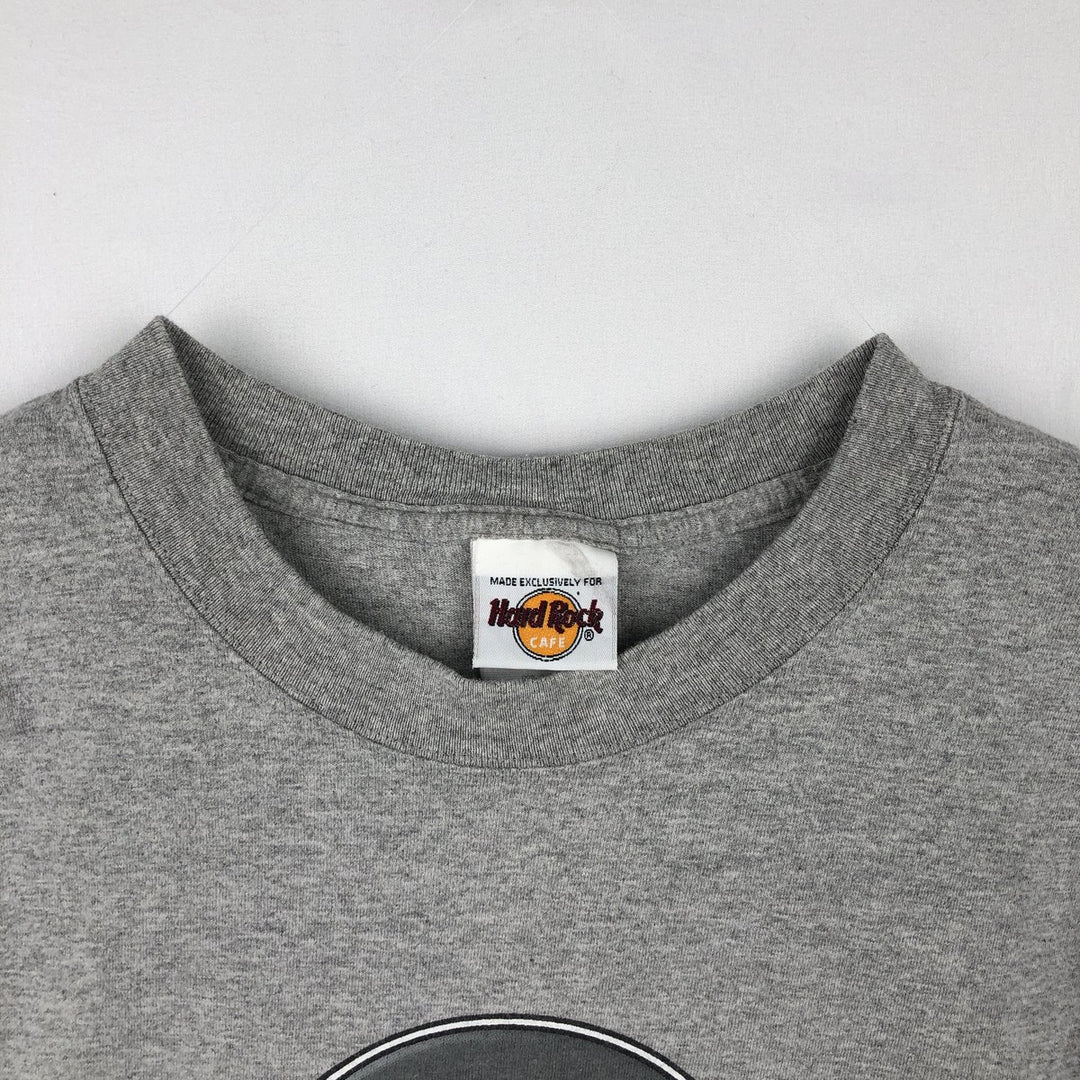 ~2000'S HARD ROCK CAFE advertising T-shirt, men's size L (approx.) cotton gray type Vintage Second Hand