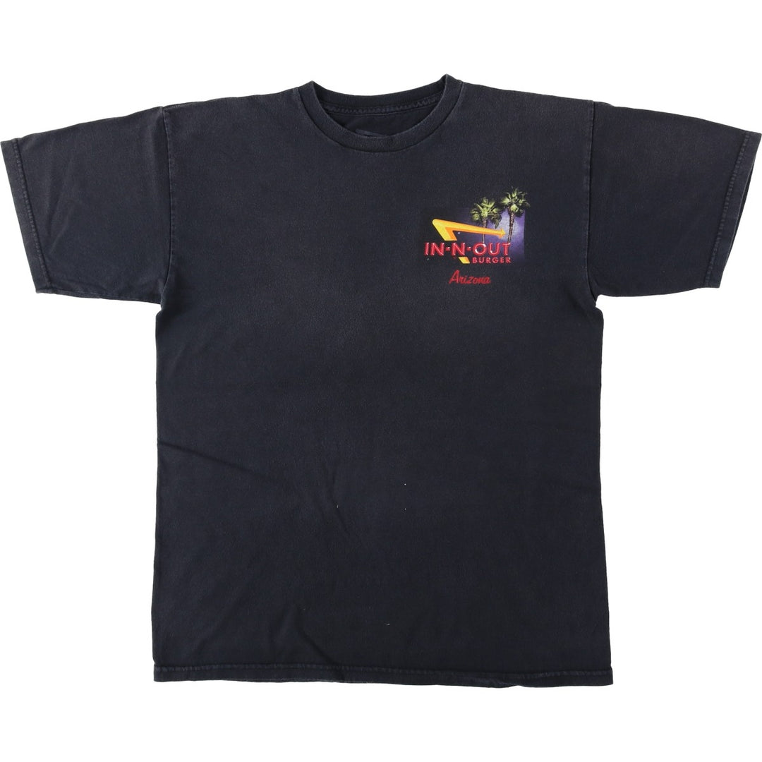 IN-N-OUT BURGER In-and-Out Burger Advertising T-shirt, Men's M size cotton black type Vintage Second Hand