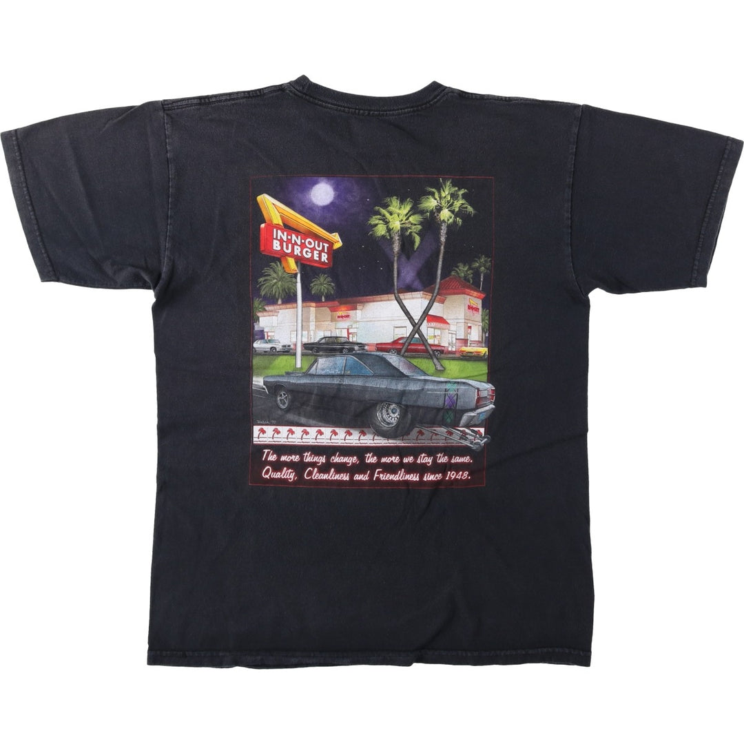 IN-N-OUT BURGER In-and-Out Burger Advertising T-shirt, Men's M size cotton black type Vintage Second Hand