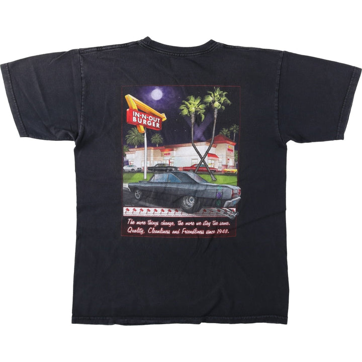 IN-N-OUT BURGER In-and-Out Burger Advertising T-shirt, Men's M size cotton black type Vintage Second Hand