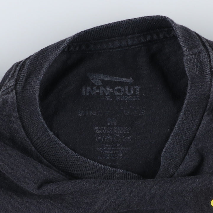 IN-N-OUT BURGER In-and-Out Burger Advertising T-shirt, Men's M size cotton black type Vintage Second Hand